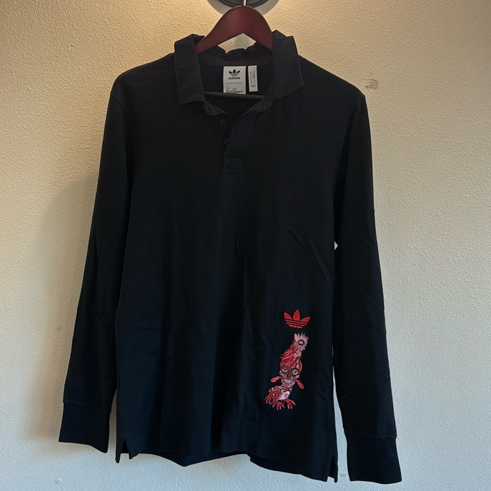 Adidas Keiichi Tanaami Collab Black Polo Long Sleeve Embroidered